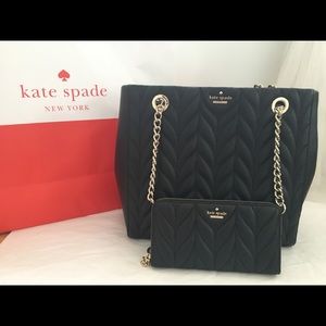 New Kate Spade Quilted Black Wallet & Handbag